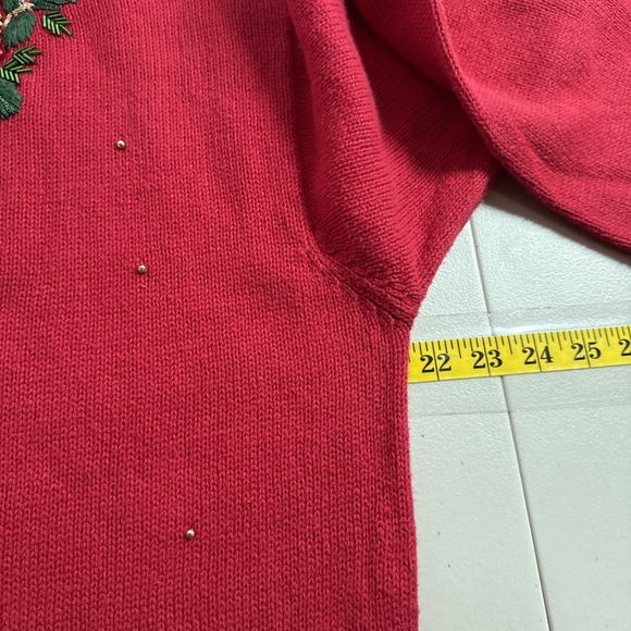 Work In Progress Christmas Sweater Womens XL Christmas Tree Beaded Embroidered - Picture 12 of 14